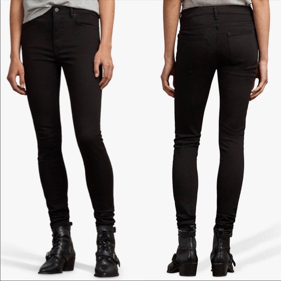 All Saints Denim - ALLSAINTS Stilt High Rise Black Skinny Jeans 28